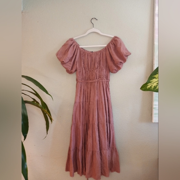 Lillusory Coquette Girl Off The Shoulder Balloon Sleeve Flowy Dress Cottagecore - Picture 2 of 6